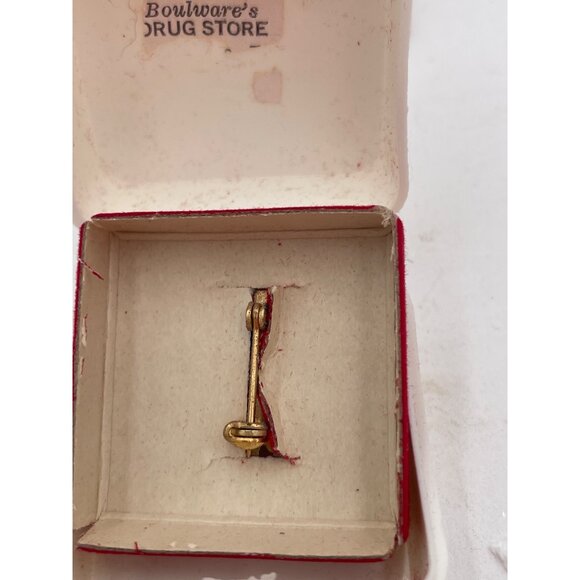 Vintage Mickey Mouse Gold-Tone Enamel Pin In Original Box Boulwares Drug Store - Picture 2 of 4